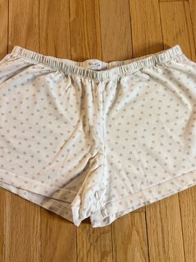 Brandy Melville Cream Sleep Shorts with Pink Dot Floral Print